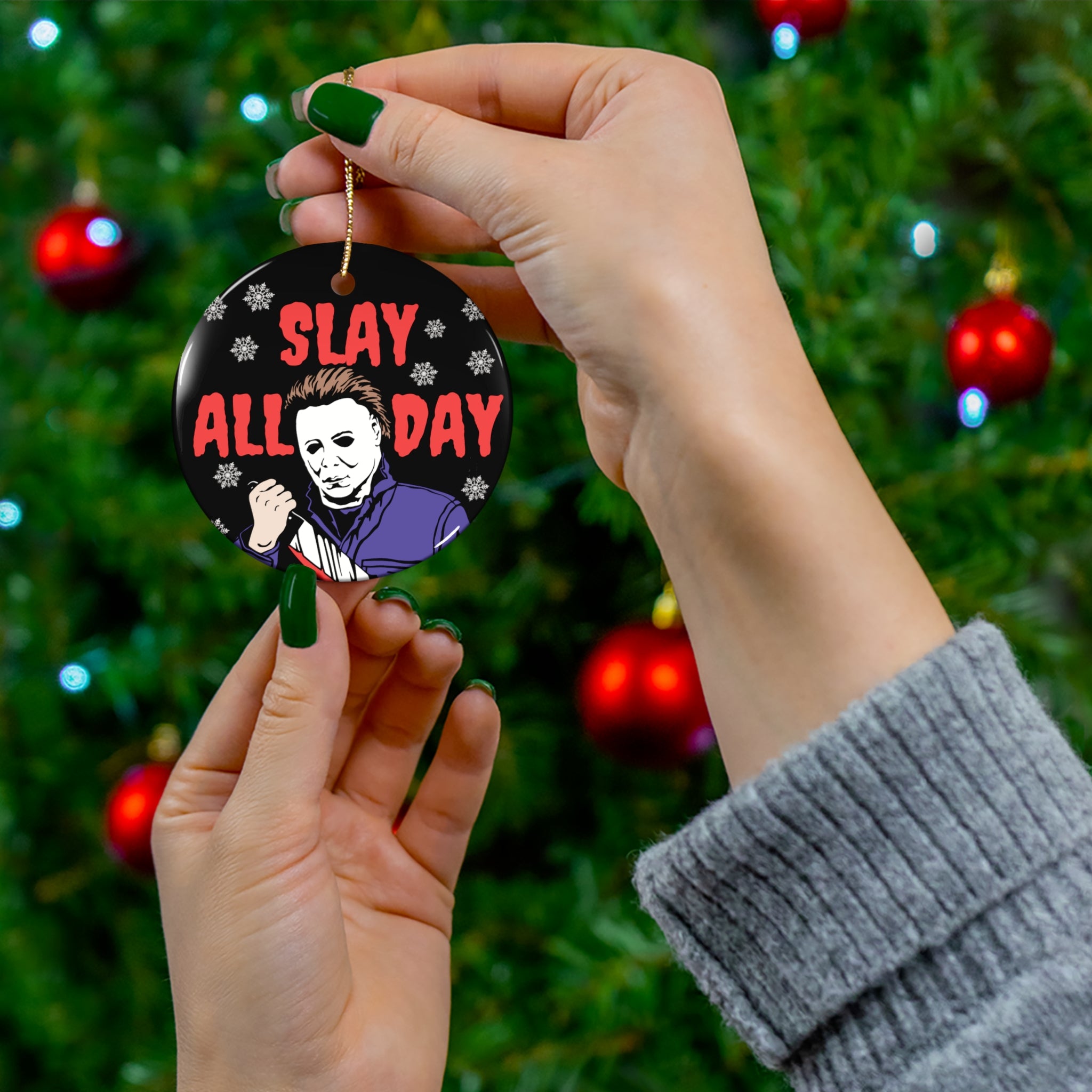 Slay All Day Porcelain Ornament