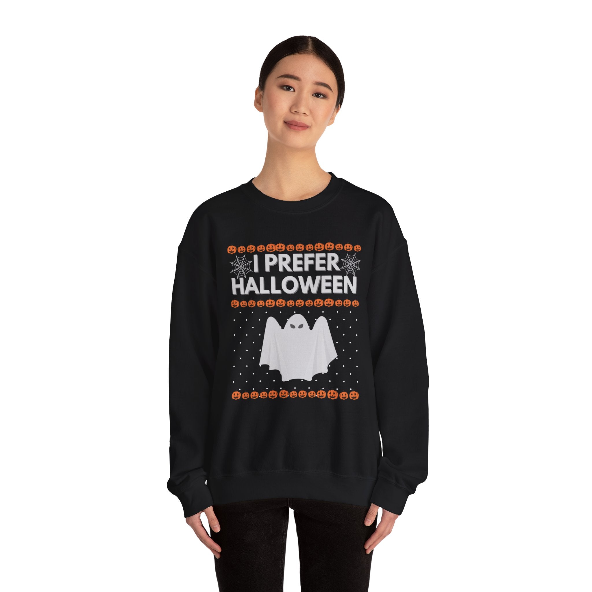 Ich bevorzuge einen Halloween-Pullover mit Rundhalsausschnitt