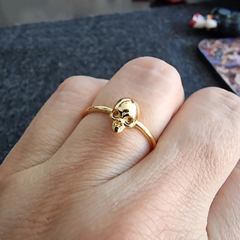 Gold Stainless Steel Skull Ring