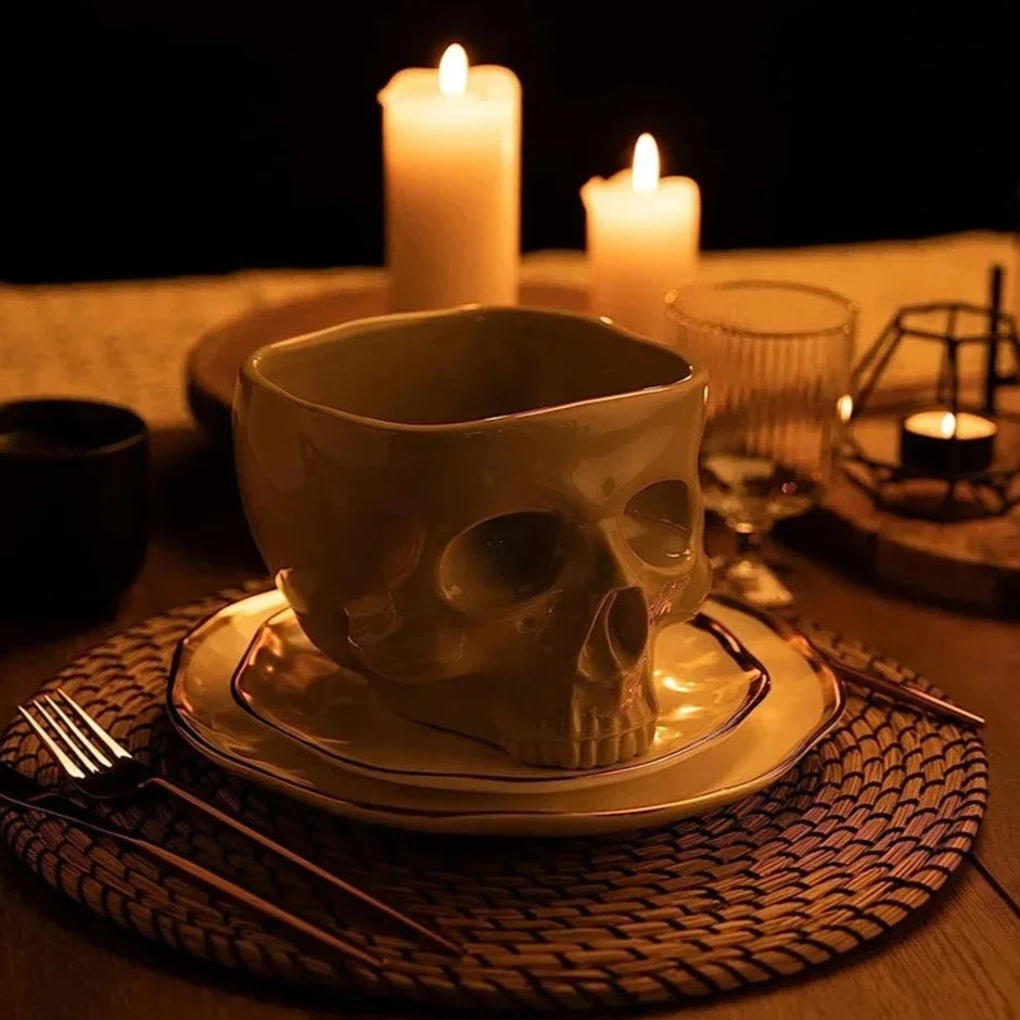 Porcelain Gothic Dining Skull Bowl