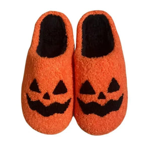 Halloween Pumpkin Face Plush Slippers