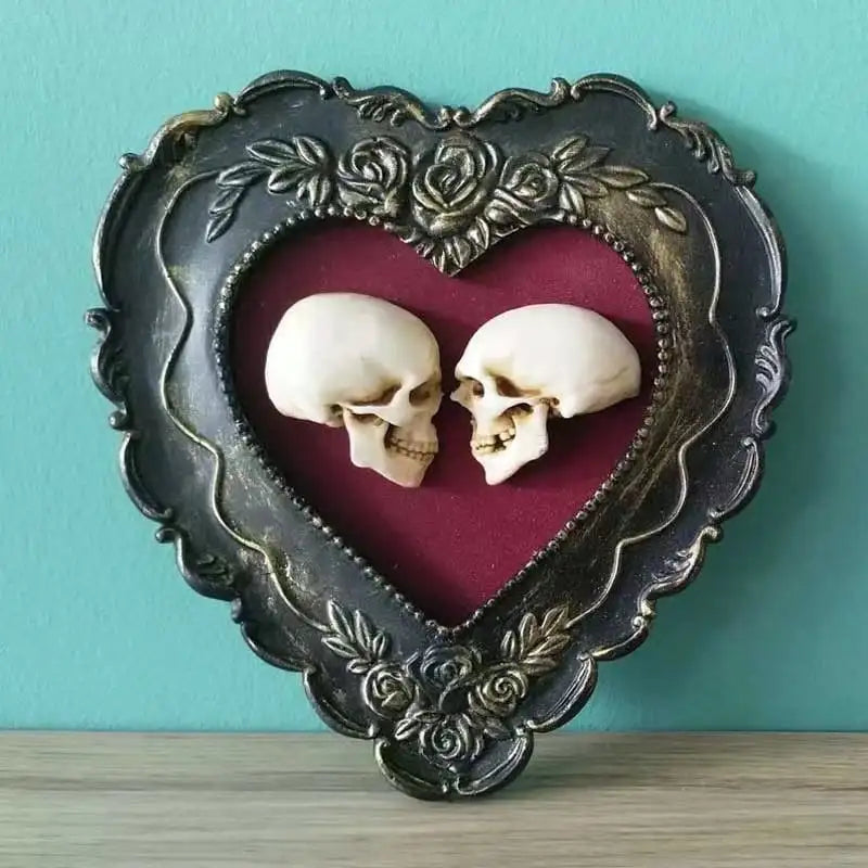 Till Death Skull Art – Framed Resin Skulls Romantic Gothic Wall Decor