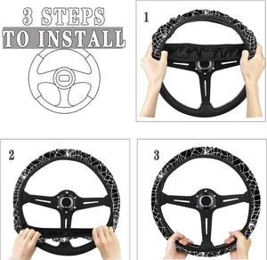 Black Cobweb Car Steering Universal Wheel Cover