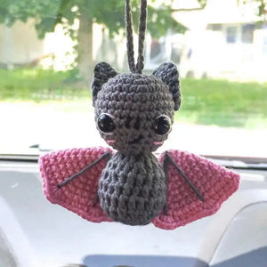 Handmade Gothic Bat Rear View Mirror Crochet- Unique Car Accessory