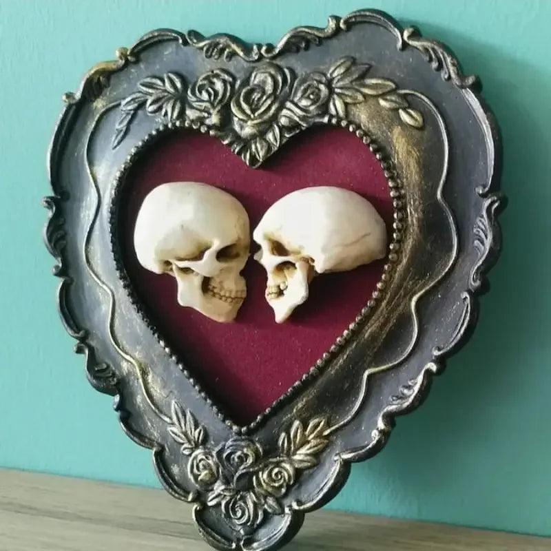 Till Death Skull Art – Framed Resin Skulls Romantic Gothic Wall Decor