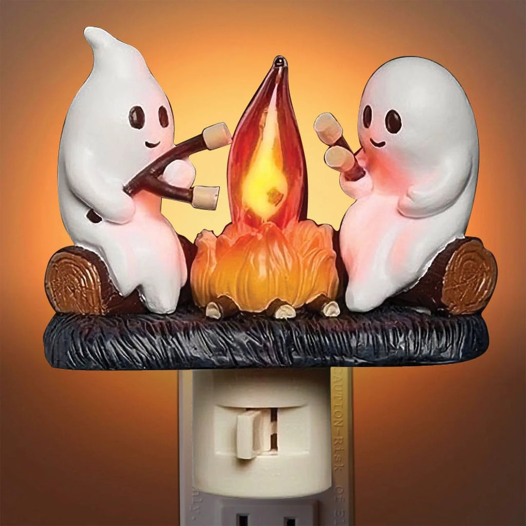 Haunted Ghost Campfire Night Light- Spooky Flickering Flame Plug- In Light