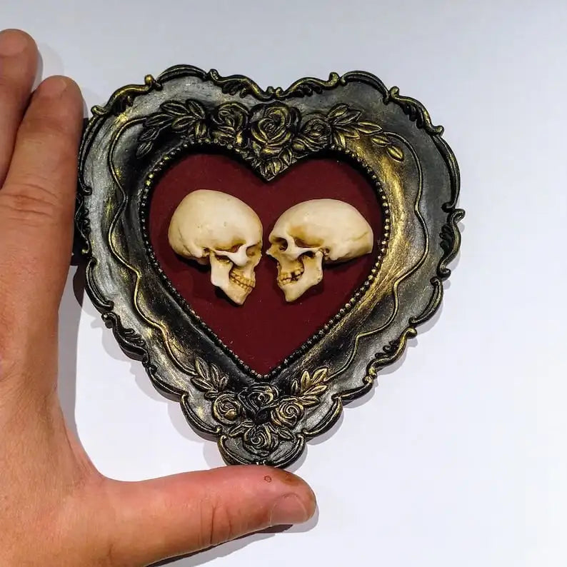 Till Death Skull Art – Framed Resin Skulls Romantic Gothic Wall Decor