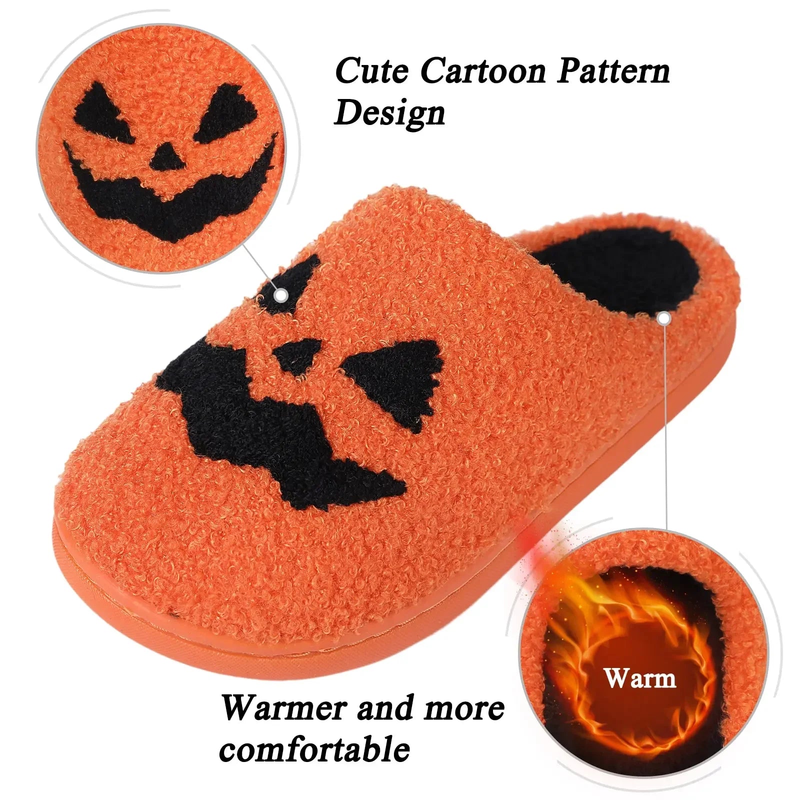 Halloween Pumpkin Face Plush Slippers