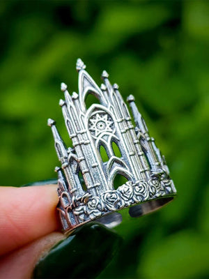 Vintage Gothic Castle Adjustable Ring