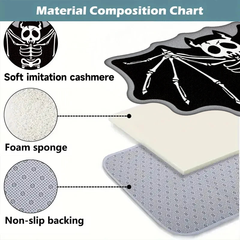 Haunted Skeletal Batty Non-slip Door Mat