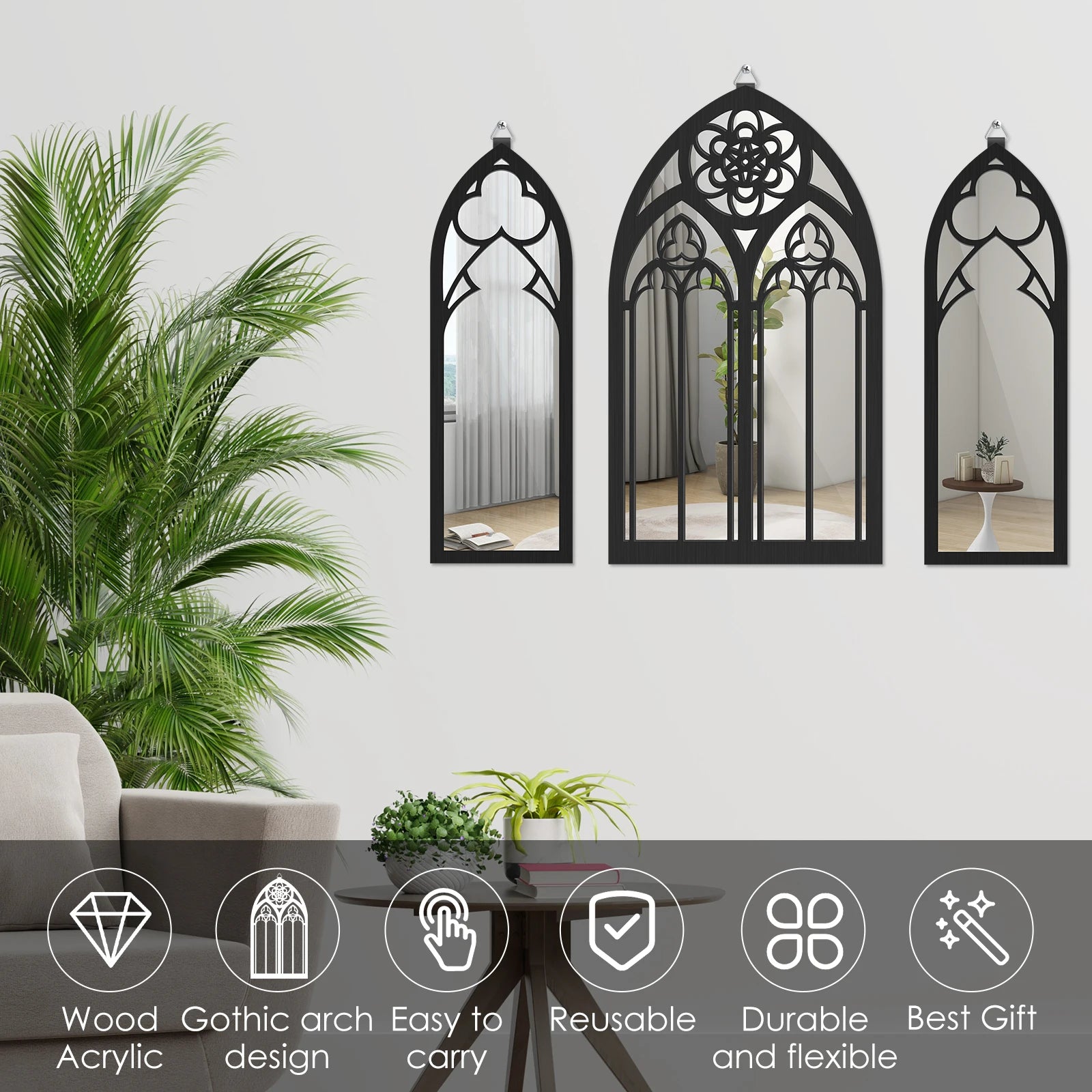 Cathedral Arch Gothic Mirror – Vintage Wall Decor for Bedroom & Home