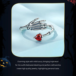 925 Sterling Silver Heart of Darkness Skull Ring