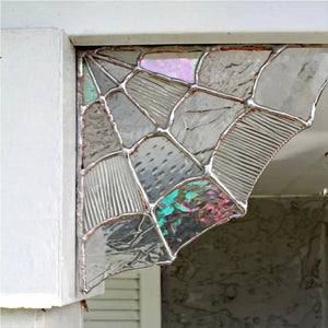 Spider Web Stained Glass Corner Decor – Halloween Window & Door Top Wall Art