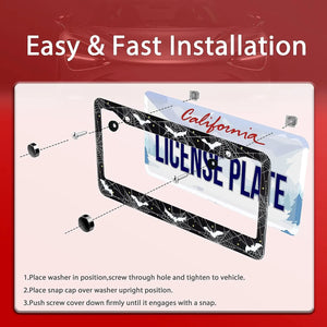 Gothic Bat & Spider Web License Plate Frame - with Screws