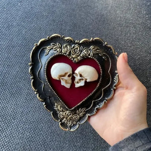 Till Death Skull Art – Framed Resin Skulls Romantic Gothic Wall Decor