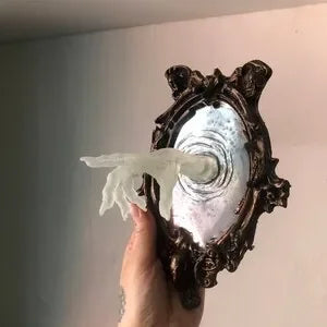 Phantom Reflection: Haunted Hand Mirror Sculpture