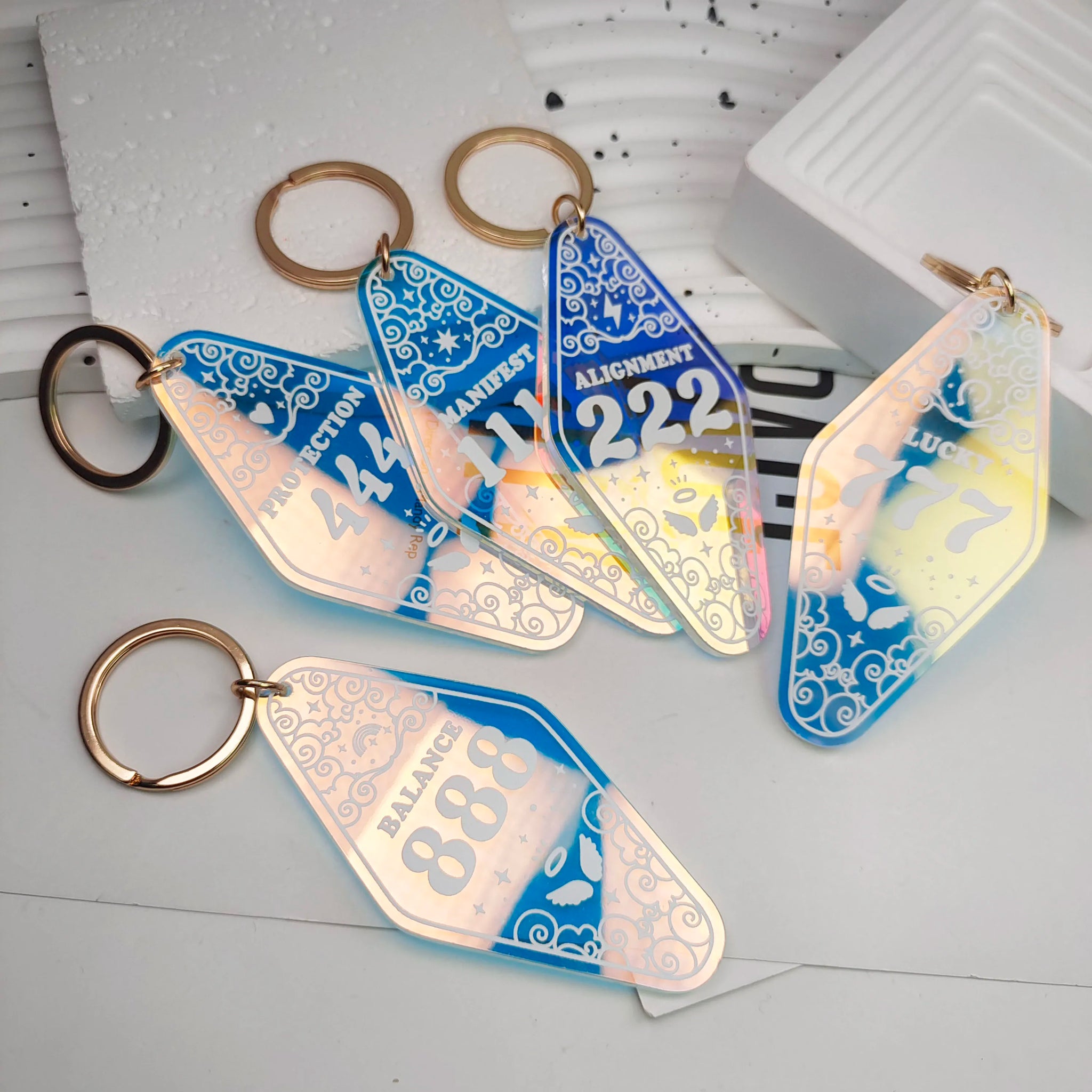 Lucky Number Iridescent Keychain