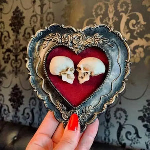 Till Death Skull Art – Framed Resin Skulls Romantic Gothic Wall Decor