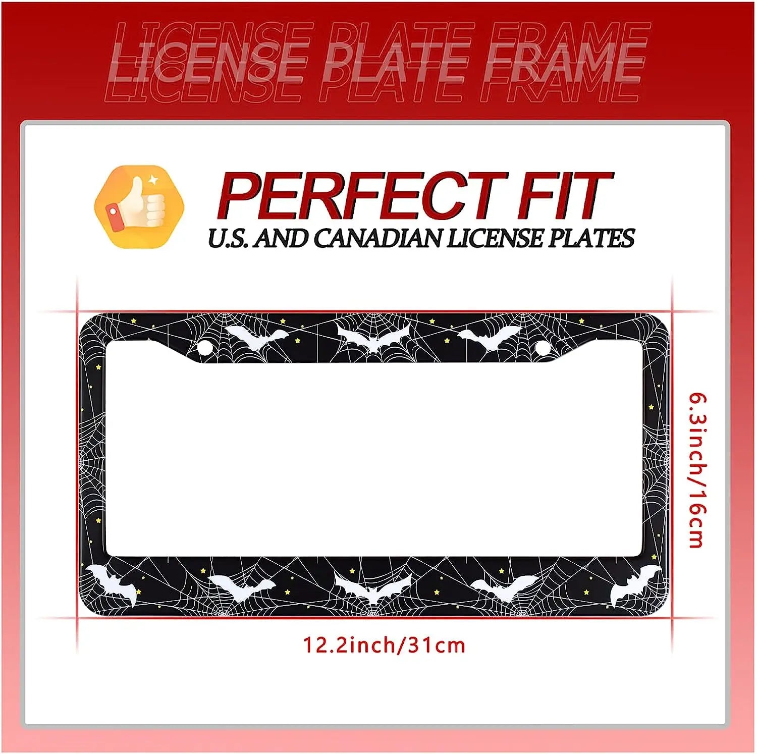 Gothic Bat & Spider Web License Plate Frame - with Screws