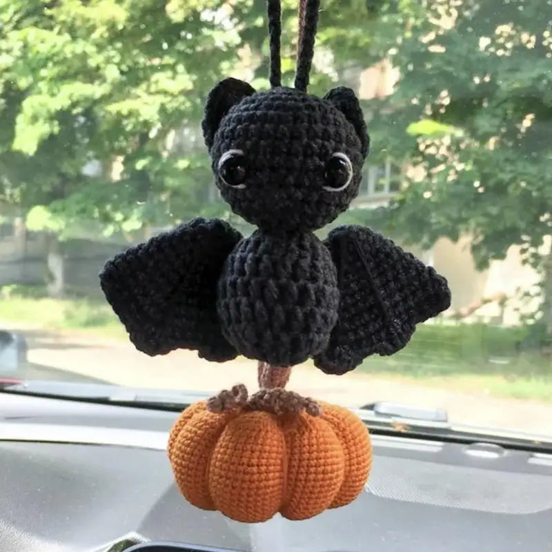 Handmade Gothic Bat Rear View Mirror Crochet- Unique Car Accessory