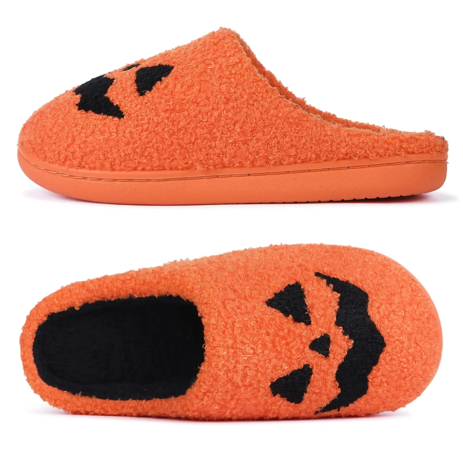 Halloween Pumpkin Face Plush Slippers