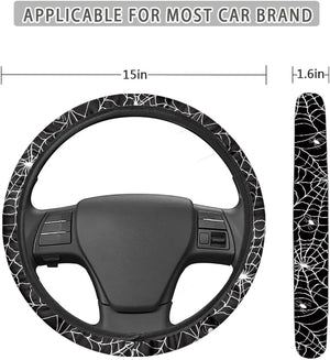 Black Cobweb Car Steering Universal Wheel Cover