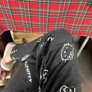 Spooky Kitty Halloween Flannel Pants – Cozy Sanrio Hauntwear