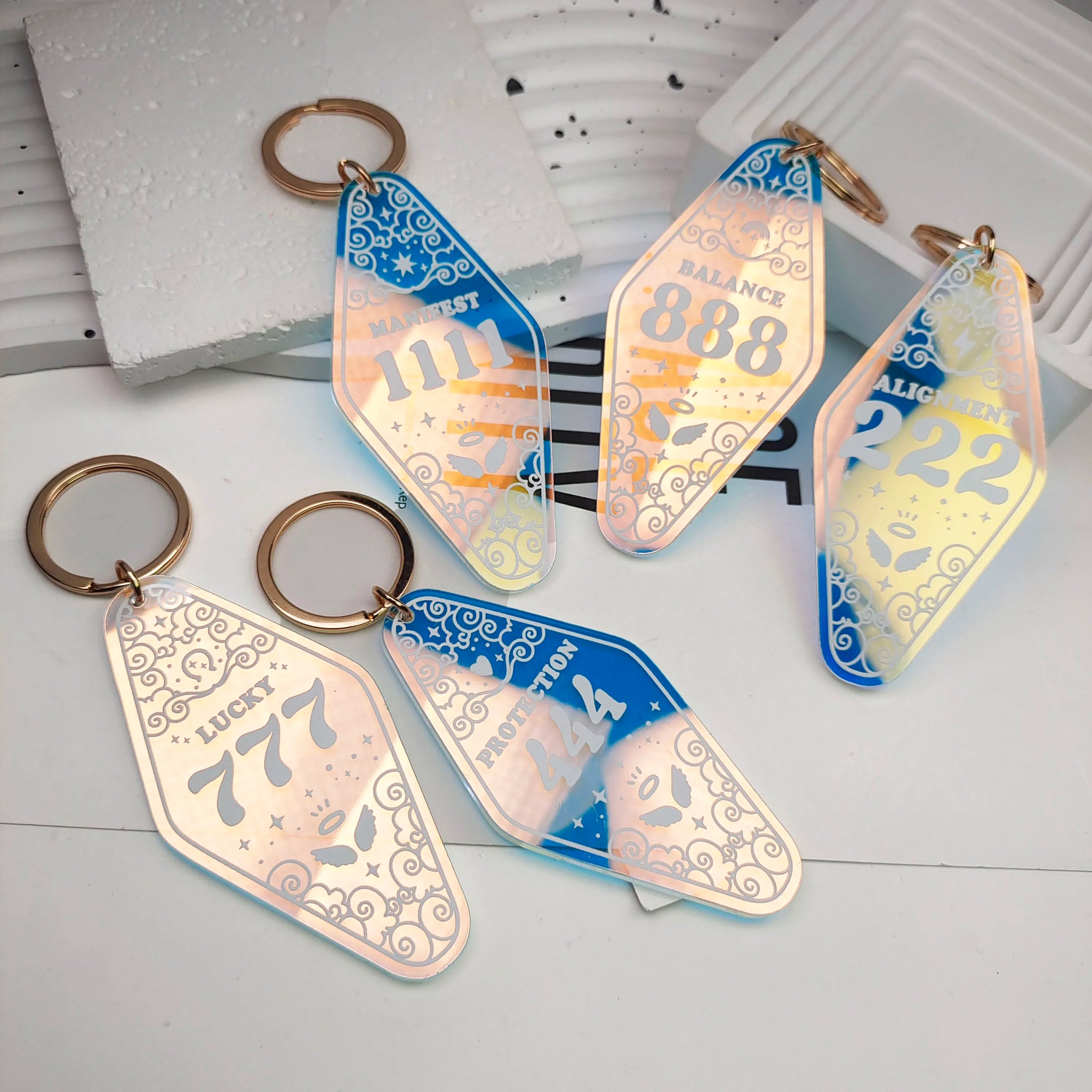 Lucky Number Iridescent Keychain