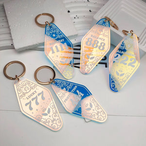 Lucky Number Iridescent Keychain