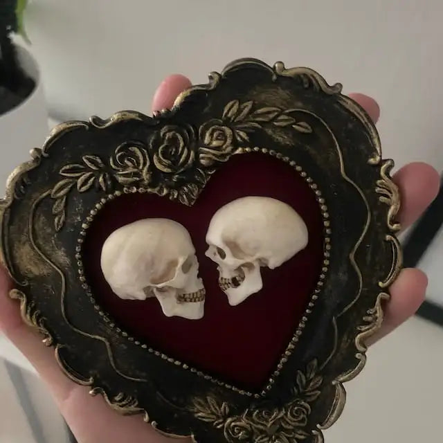 Till Death Skull Art – Framed Resin Skulls Romantic Gothic Wall Decor