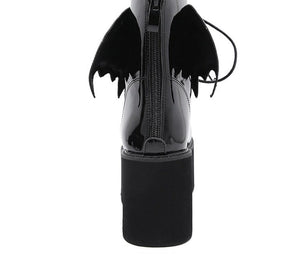 Bat Wing Platform Leather Boots - Mermaid Venom