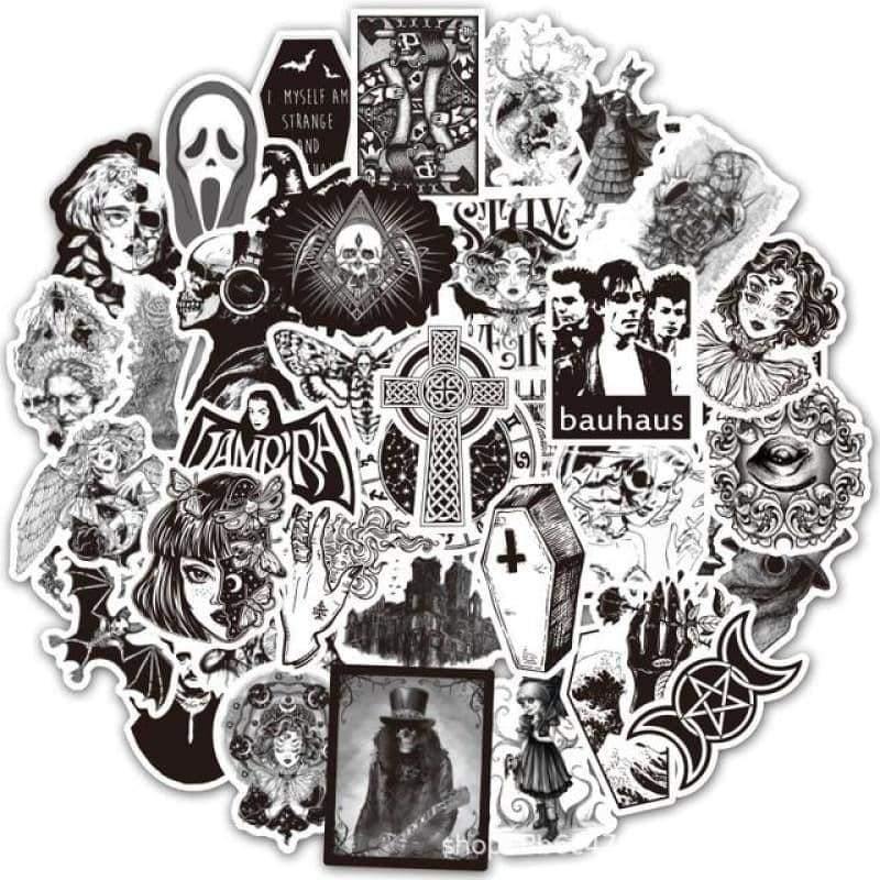Black & White Gothic Horror Stickers - Mermaid Venom