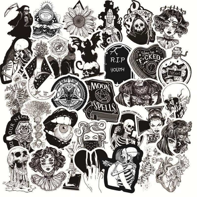 Black & White Gothic Horror Stickers