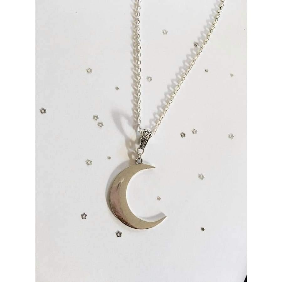 Crescent Moon Phase Witchy Goddess Silver Necklace