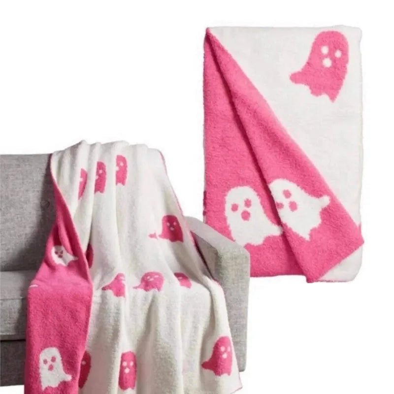 Ghostie Pink & White Plush Blanket - Mermaid Venom