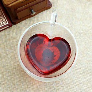 Heart Love Shaped Double Walled Glass Coffee Mug or Tea Cup - Mermaid Venom
