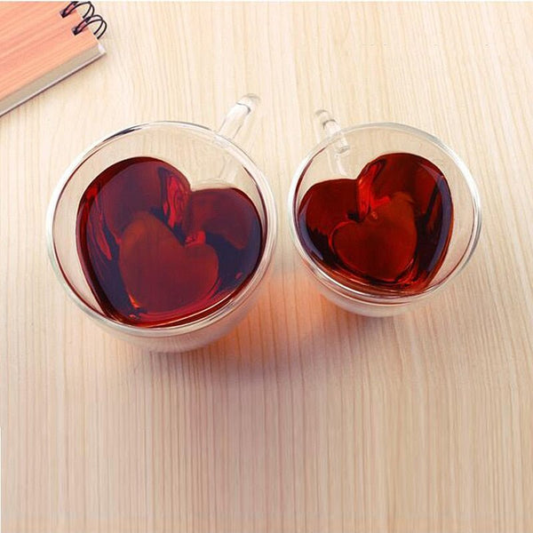 Heart Love Shaped Double Wall Glass