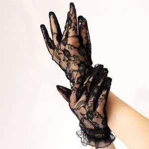 Lace Mesh Black Driving Gloves - Mermaid Venom