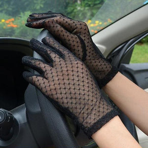 Lace Mesh Black Driving Gloves - Mermaid Venom