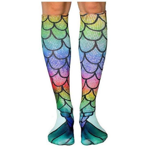 Mermaid Rainbow Thigh High Socks - Mermaid Venom