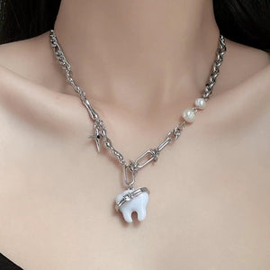 Silver Tooth Necklace - Mermaid Venom