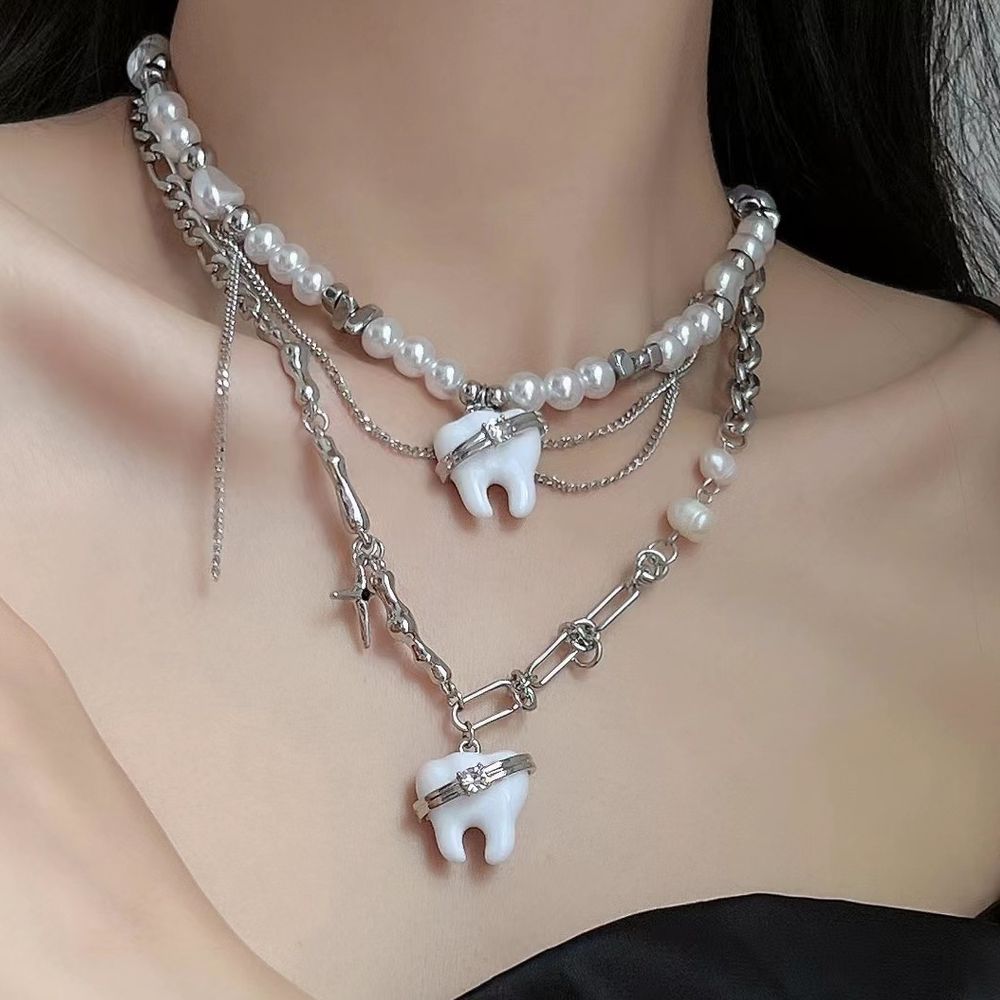 Silver Tooth Necklace - Mermaid Venom
