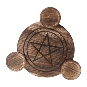mermaid-vemon,Wooden Candle Altar Divination Plate.